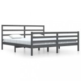 Cumpara ieftin Cadru de pat, gri, 200x200 cm, lemn masiv de pin