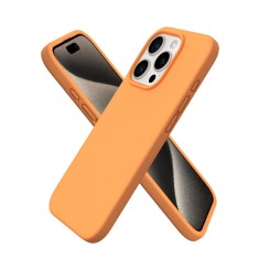 Husa silicon antisoc cu microfibra interior pentru Iphone 15 Pro Portocaliu