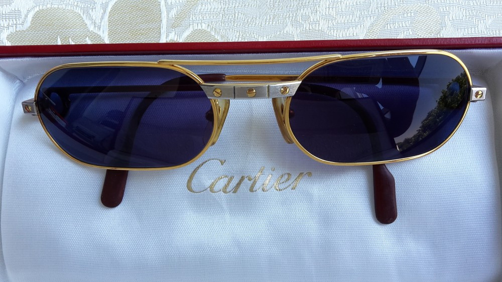 Ochelari soare de lux ORIGINALI Cartier Santos Gold / Platinum - Aur si  platina | arhiva Okazii.ro