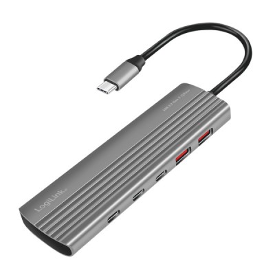 HUB extern LOGILINK, porturi USB: USB-A 2.0 x 2, USB Type-C x 8, conectare prin USB 3.2 Type C, PD 100W, protectie: supracurent, supratensiune, supras foto