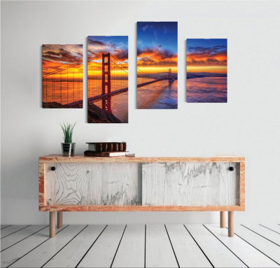 Tablou canvas 4 piese - Golden Gate foto