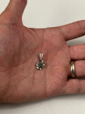 PANDANTIV AUR alb 18K + Smarald = 0.50 ct + 1 Diamant - Vintage !