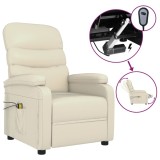 VidaXL Fotoliu de masaj rabatabil electric, crem, piele ecologică