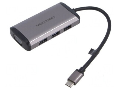 Hub USB HDMI soclu, USB A x3, USB C, VGA Adapter foto