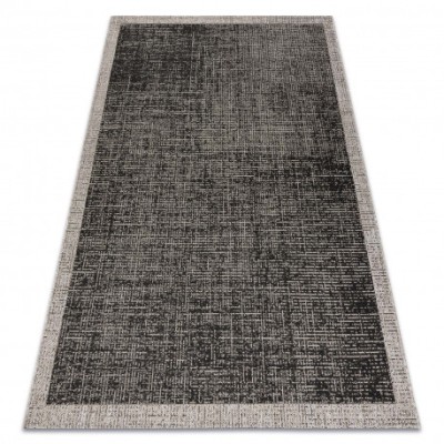 Covor sisal Floorlux 20401 Cadru negru si argintiu , 120x170 cm foto