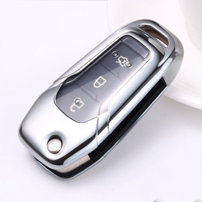 Husa Cheie Auto FORD TPU+PC SILVER Cheie Briceag (Ford Ranger, Ford Puma)