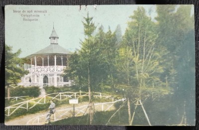 Carte postala, Sangeorz Bai, Izvor de apa minerala, 1923 foto