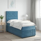 Cumpara ieftin Pat cu arcuri LED si saltea albastru 100 x 200 cm Catifea