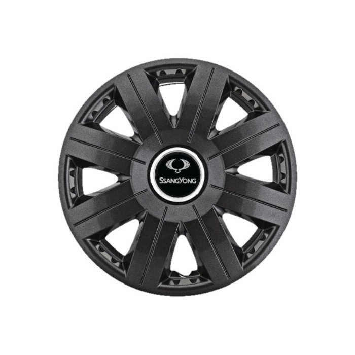 Set 4 Capace Roti 15 inchi (R15) Cosmos Negru, Compatibile cu SsangYong