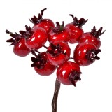 Crenguță Decorativă Crăciun, Rodii, Lungime 12cm, Culoare Roșu