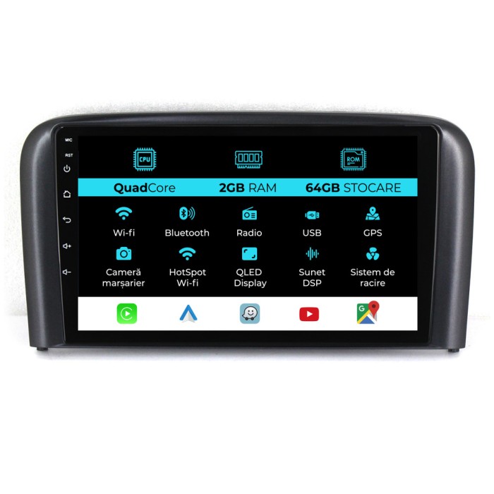 Navigatie Dedicata Volvo S80 (1998-2006), 9Inch, 2Gb Ram, 64Gb Stocare, Carplay