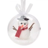 Ornament Brad Crăciun, Model Glob Transparent, Cu Om De Zăpadă, 8 cm, Plastic, Oem