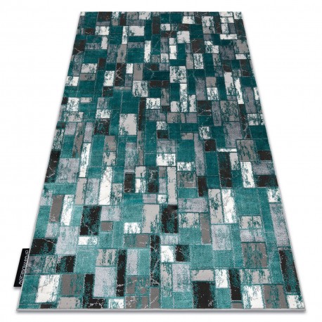 Covor DE LUXE modern 6768 Geometric - structural verde / antracit, 140x190 cm