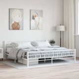 Cumpara ieftin Cadru de pat, alb, 200 x 200 cm, metal