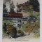 ARTH - RIGIBAHN - ROTFLUHWAND , TREN PE SINA SUSPENDATA IN ELVETIA , CARTE POSTALA ILUSTRATA , POLICROMA, INCEPUTUL SEC. XX
