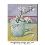 Tablou pictat manual, Creanga de migdal inflorita, in pahar - 50x40cm ulei pe panza - repro Vincent van Gogh