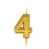 Lumanare pentru tort cifra 4, flippy, 4.8 cm, anivesare, aurie