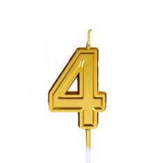 Lumanare pentru tort cifra 4, flippy, 4.8 cm, anivesare, aurie