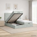 Cumpara ieftin Pat Ottoman cu Saltea si LED Gri deschis 180 x 200 cm Catifea