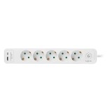 PRELUNGITOR LOGILINK, Schuko x 5, conectare prin Schuko (T), ON/OFF, 16 A, 1xUSB-A, 1xUSB-C, cablu 1.5m, protectie IP20, alb, &quot;LPS280U&quot; (timbru verde