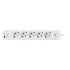 PRELUNGITOR LOGILINK, Schuko x 5, conectare prin Schuko (T), ON/OFF, 16 A, 1xUSB-A, 1xUSB-C, cablu 1.5m, protectie IP20, alb, &quot;LPS280U&quot; (timbru verde