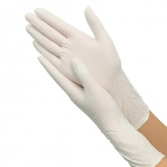 Manusi din latex 100% Premium, albe nepudrate, nesterile, de unica folosinta 100buc/cutie, L