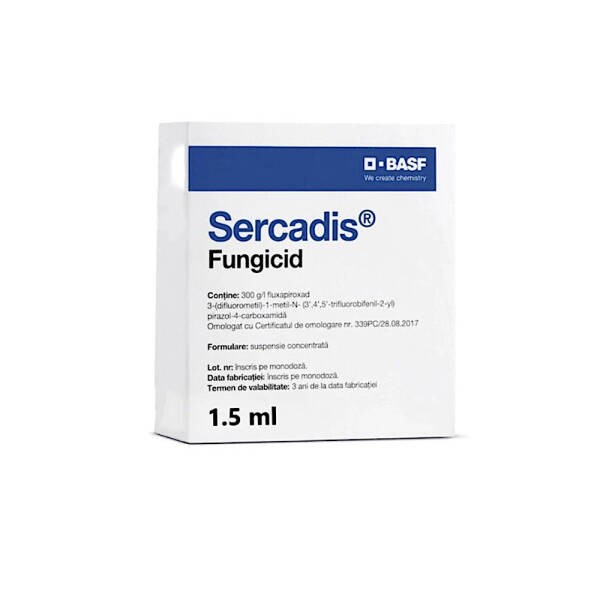 Sercadis 1,5 ml, fungicid sistemic, BASF, fainare (vita de vie, mar, par), rapan (mar, par)