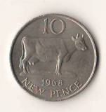 SV * Ballivie Insvle Degernere / Insula GUERNSEY * UK 10 NEW PENCE 1968 * AUNC +, Europa, Nichel