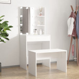Set masuta de toaleta cu LED, alb, lemn prelucrat GartenMobel Dekor, vidaXL