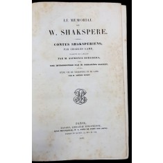 LE MEMORIAL DE W. SHAKSPERE par CHARLES LAMB - PARIS, 1842