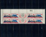 Uruguay 1969 - Căile ferate, locomotive, serie in bloc de 4 cu viniete, neuzat