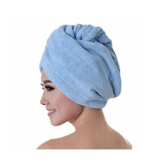 Prosop turban pentru uscarea parului, albastru foto