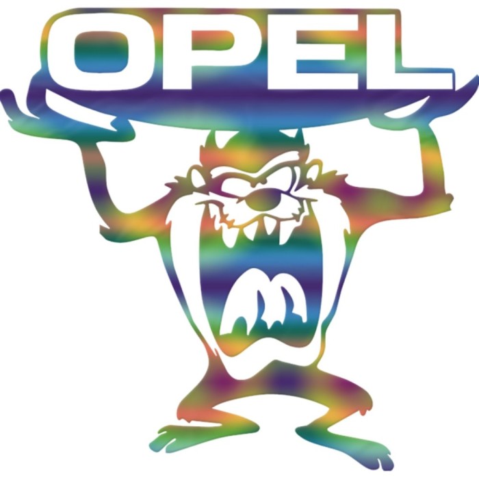 Sticker Opel Tasmanian , Autocolant Amuzant pentru Opel, Personaj Tasmanian Devil