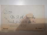 Carte de vizită 1939, București, Dr. I. A. Sicorsky, Str. Dr. Sergiu, nr.2
