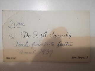 Carte de vizită 1939, București, Dr. I. A. Sicorsky, Str. Dr. Sergiu, nr.2 foto