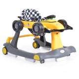 Premergator 2in1 Cangaroo Daytonna Yellow, Masinuta Formula 1, Roti Pivotante, Muzica, Reglabil, 6 luni+, 12 kg
