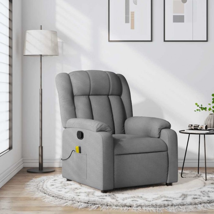 vidaXL Fotoliu de masaj rabatabil, gri deschis, textil 373586