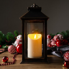 Lampă MagicHome Crăciun, LED, 3xAAA, plastic, maro-cupru, 14x14x33 cm