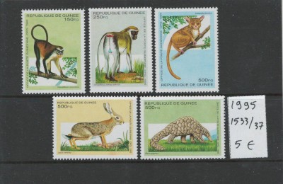 Guinee 1995 nestampilat - Mi 1533/37 - Mamifere, fauna foto