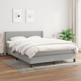 VidaXL Pat box spring cu saltea, gri deschis, 140x190 cm, textil