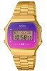 Ceas Unisex Casio Retro Vintage Auriu Digital, Carcasa 34mm, Bratara Otel, Alarma, Cronometru, A168WERG-2AEF