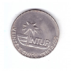 Moneda Cuba 25 centavos 1981 INTUR, stare foarte buna, curata