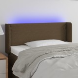 Cumpara ieftin Tăblie de pat cu LED, maro &icirc;nchis, 103x16x78/88 cm, textil
