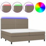 Cumpara ieftin Pat cu arcuri, saltea si LED, gri taupe, 200x200 cm, textil