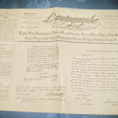 B67-I-L' Autographe Ziar vechi Franta 10 Dec. 1863. Stare foarte buna.