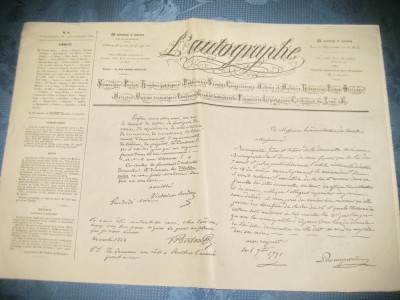 B67-I-L&amp;#039; Autographe Ziar vechi Franta 10 Dec. 1863. Stare foarte buna. foto