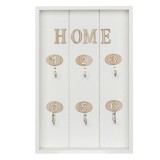 Decoratiune cu suport pentru chei, 6 carlige, Home, 20x30cm, Alb