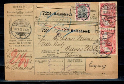 Deutsches Reich 1905 - Paketkarte, catre Elvetia foto