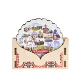 Set suporturi de pahare cu peisaje din Romania si suport decorativ