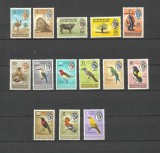 BECHUANALAND 1961 DEFINITIVE PASARI ANIMALE MNH- DOUA TIMBRE AU CATEVA PUNCTE PE SPATE